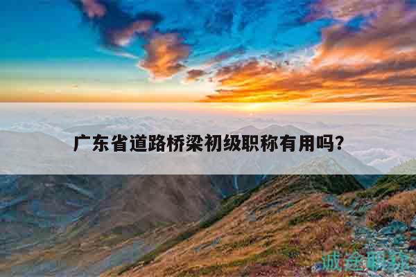 广东省道路桥梁初级职称有用吗？