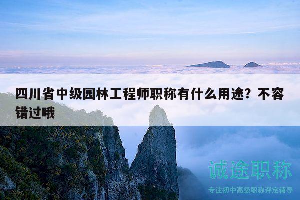 四川省中级园林工程师职称有什么用途？不容错过哦