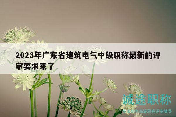 2023年广东省建筑电气中级职称最新的评审要求来了