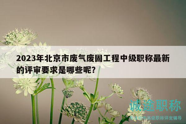 2023年北京市废气废固工程中级职称最新的评审要求是哪些呢？
