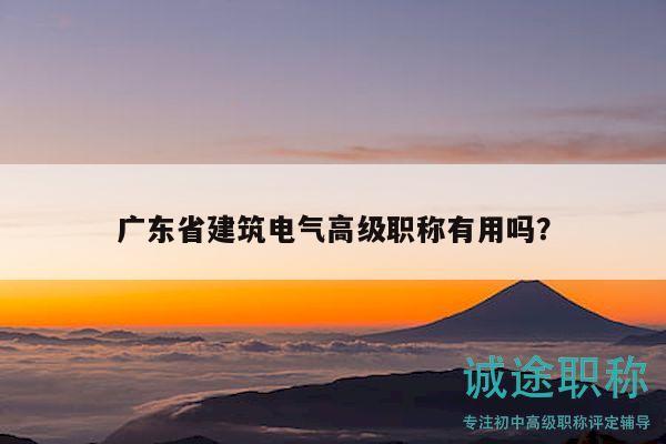 广东省建筑电气高级职称有用吗？