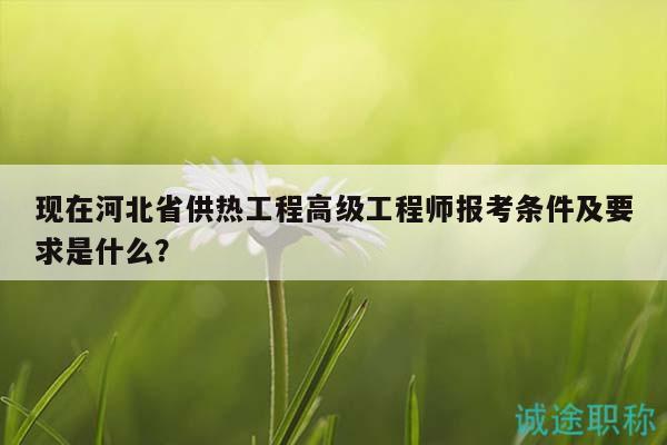现在河北省供热工程高级工程师报考条件及要求是什么？