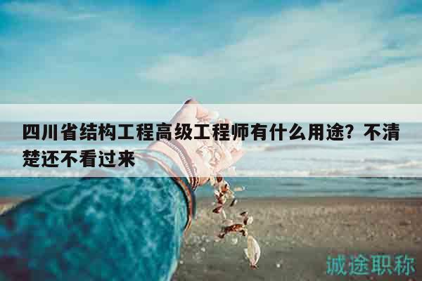 四川省结构工程高级工程师有什么用途？不清楚还不看过来