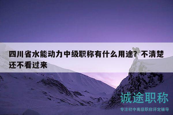 四川省水能动力中级职称有什么用途？不清楚还不看过来
