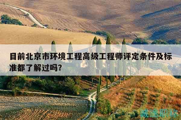 目前北京市环境工程高级工程师评定条件及标准都了解过吗？