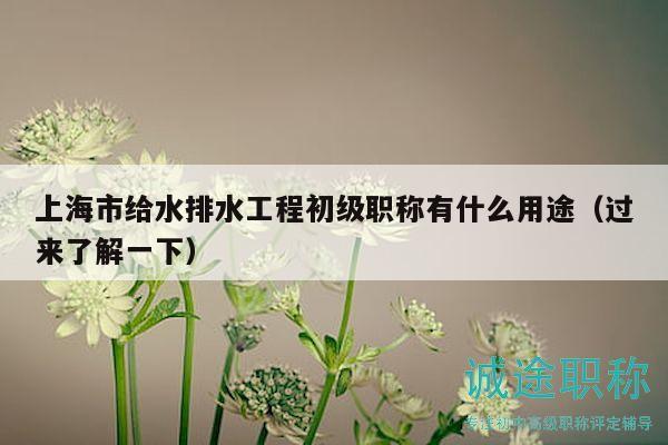 上海市给水排水工程初级职称有什么用途（过来了解一下）