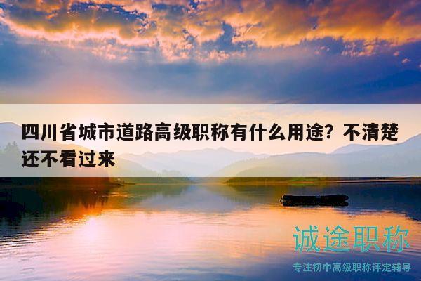 四川省城市道路高级职称有什么用途？不清楚还不看过来