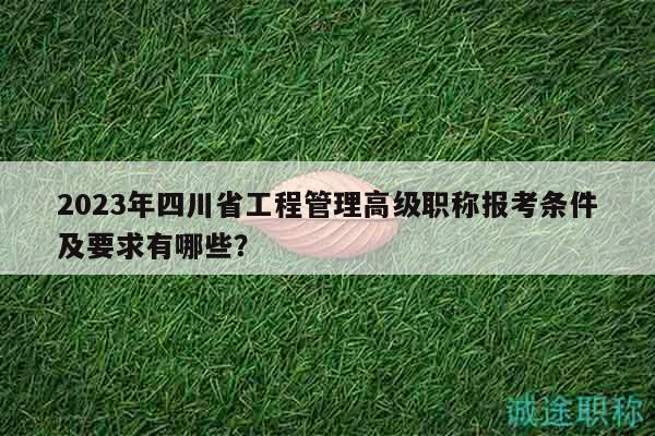 2023年四川省工程管理高级职称报考条件及要求有哪些？