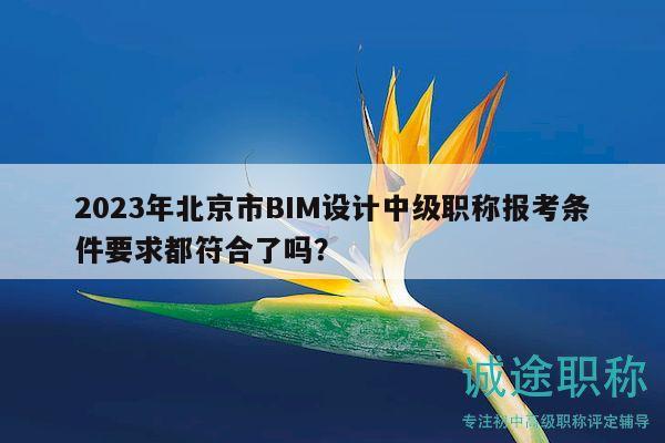 2023年北京市BIM设计中级职称报考条件要求都符合了吗？
