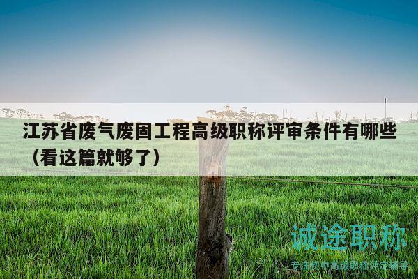 江苏省废气废固工程高级职称评审条件有哪些（看这篇就够了）