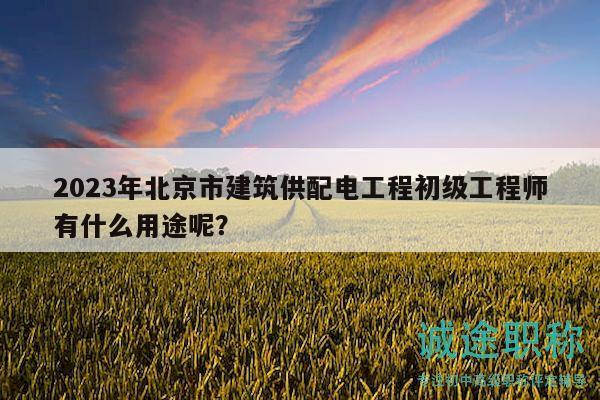 2023年北京市建筑供配电工程初级工程师有什么用途呢？