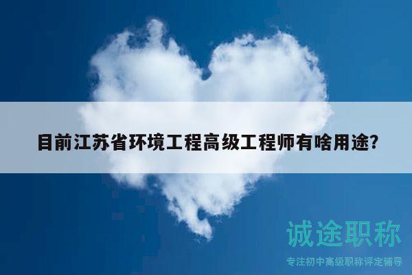 目前江苏省环境工程高级工程师有啥用途？