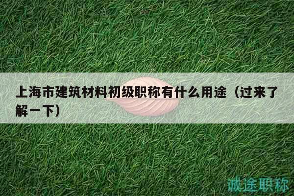 上海市建筑材料初级职称有什么用途（过来了解一下）