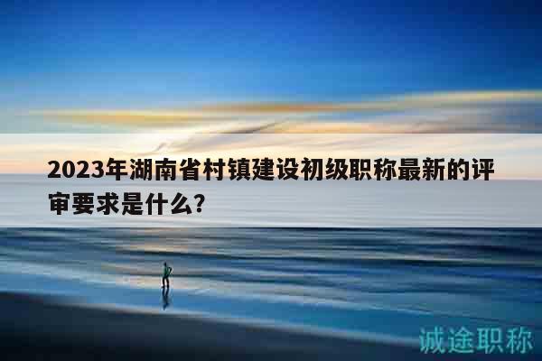 2023年湖南省村镇建设初级职称最新的评审要求是什么？