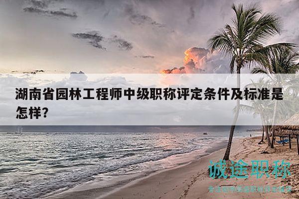 湖南省园林工程师中级职称评定条件及标准是怎样？