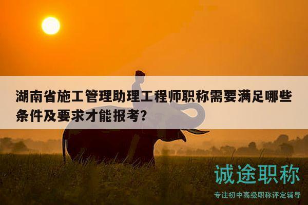 湖南省施工管理助理工程师职称需要满足哪些条件及要求才能报考？