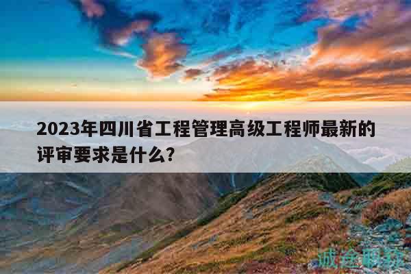 2023年四川省工程管理高级工程师最新的评审要求是什么？