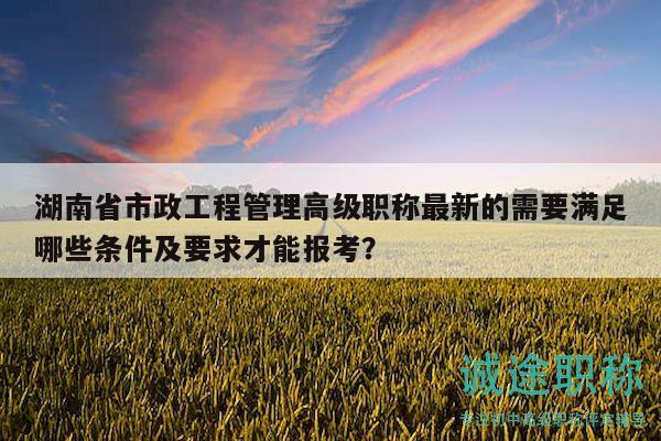 湖南省市政工程管理高级职称最新的需要满足哪些条件及要求才能报考？