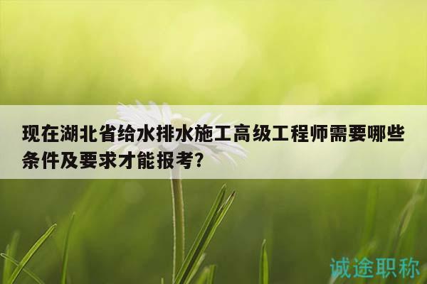现在湖北省给水排水施工高级工程师需要哪些条件及要求才能报考？