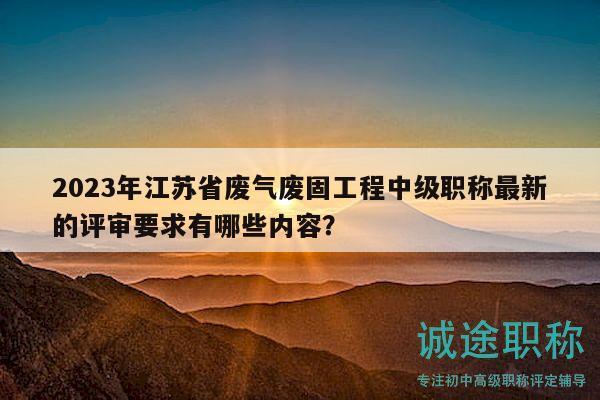 2023年江苏省废气废固工程中级职称最新的评审要求有哪些内容？