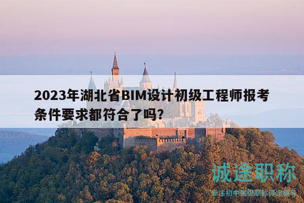 2023年湖北省BIM设计初级工程师报考条件要求都符合了吗？