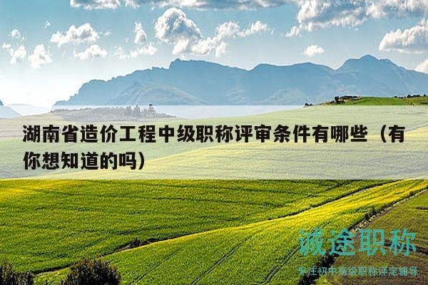 湖南省造价工程中级职称评审条件有哪些（有你想知道的吗）
