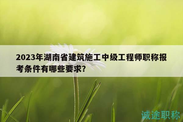 2023年湖南省建筑施工中级工程师职称报考条件有哪些要求？