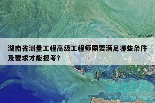 湖南省测量工程高级工程师需要满足哪些条件及要求才能报考？