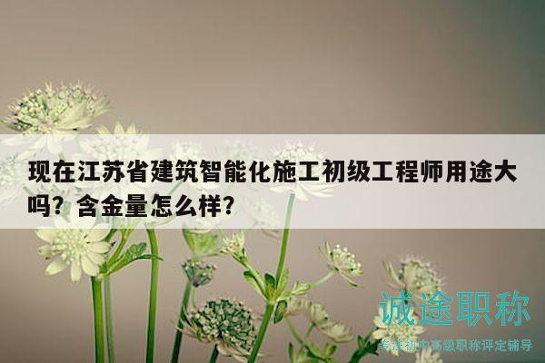现在江苏省建筑智能化施工初级工程师用途大吗？含金量怎么样？