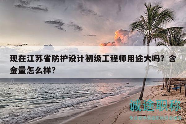 现在江苏省防护设计初级工程师用途大吗？含金量怎么样？