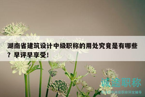 湖南省建筑设计中级职称的用处究竟是有哪些？早评早享受！