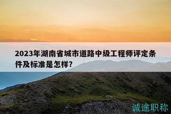 2023年湖南省城市道路中级工程师评定条件及标准是怎样？
