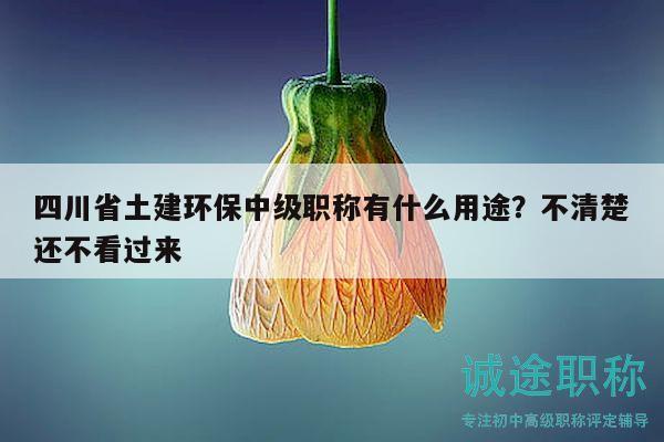 四川省土建环保中级职称有什么用途？不清楚还不看过来