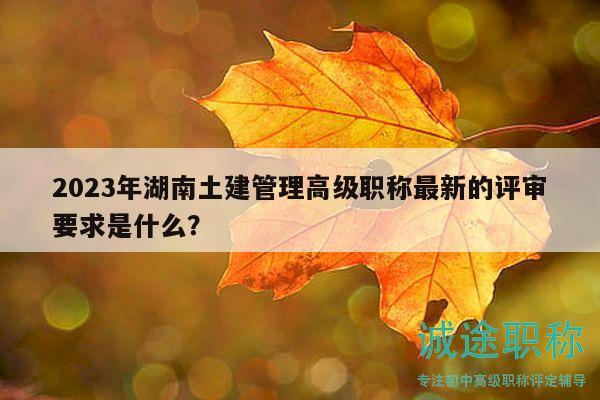 2023年湖南土建管理高级职称最新的评审要求是什么？