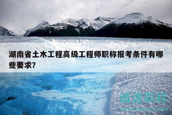湖南省土木工程高级工程师职称报考条件有哪些要求？