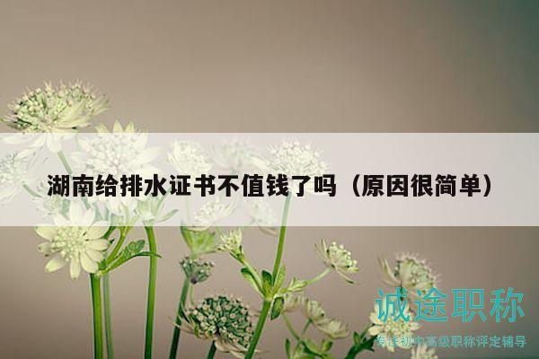 湖南给排水证书不值钱了吗（原因很简单）