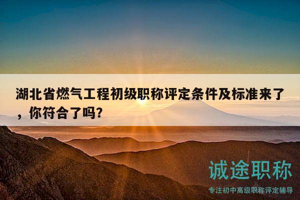 湖北省燃气工程初级职称评定条件及标准来了，你符合了吗？