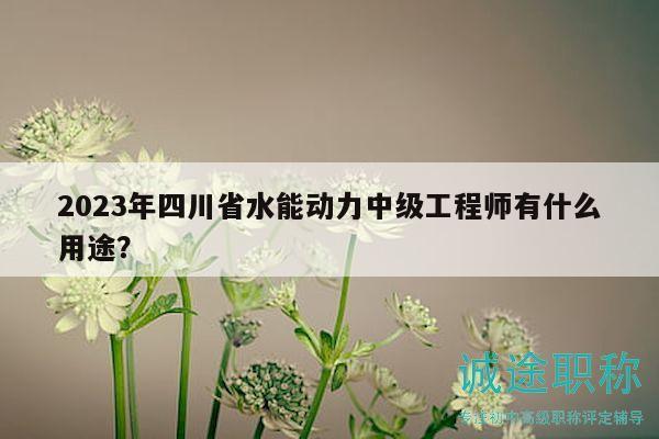 2023年四川省水能动力中级工程师有什么用途？