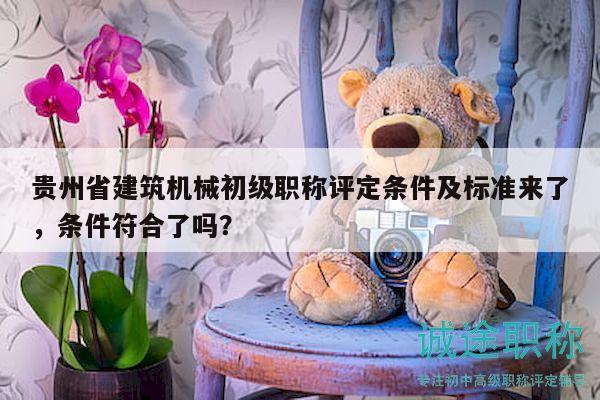 贵州省建筑机械初级职称评定条件及标准来了，条件符合了吗？