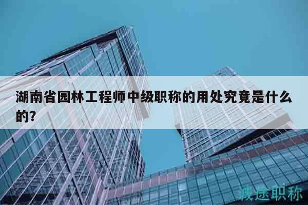 湖南省园林工程师中级职称的用处究竟是什么的？