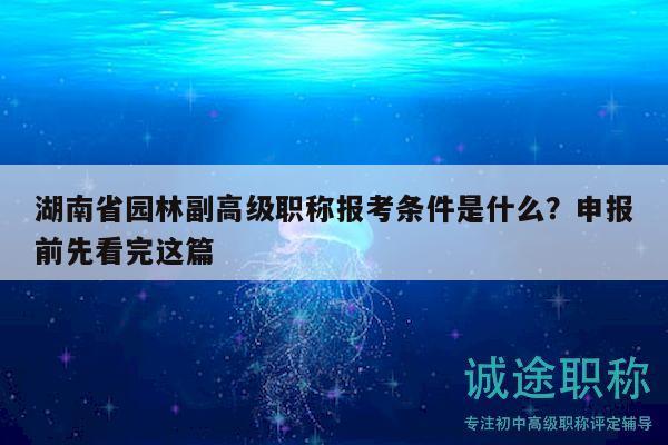 湖南省园林副高级职称报考条件是什么？申报前先看完这篇