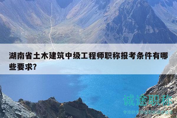 湖南省土木建筑中级工程师职称报考条件有哪些要求？