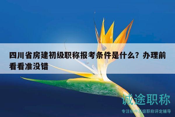 四川省房建初级职称报考条件是什么？办理前看看准没错