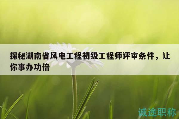 探秘湖南省风电工程初级工程师评审条件，让你事办功倍