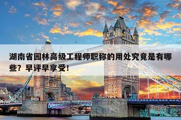 湖南省园林高级工程师职称的用处究竟是有哪些？早评早享受！