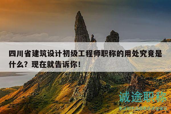 四川省建筑设计初级工程师职称的用处究竟是什么？现在就告诉你！