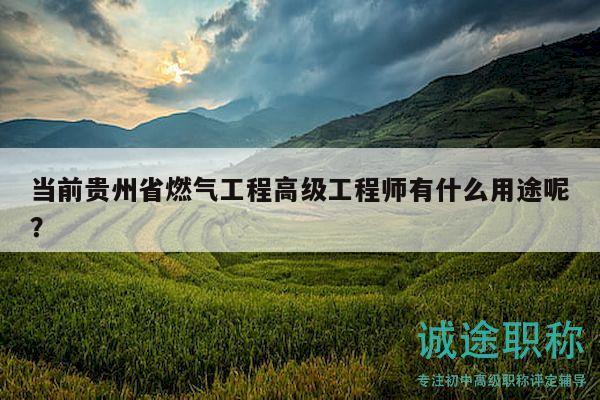 当前贵州省燃气工程高级工程师有什么用途呢？