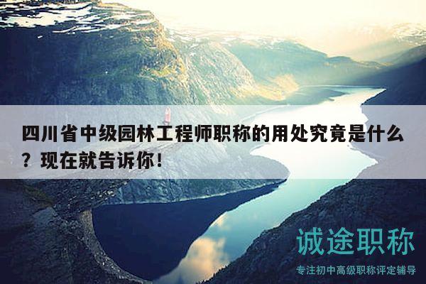 四川省中级园林工程师职称的用处究竟是什么？现在就告诉你！