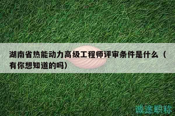 湖南省热能动力高级工程师评审条件是什么（有你想知道的吗）