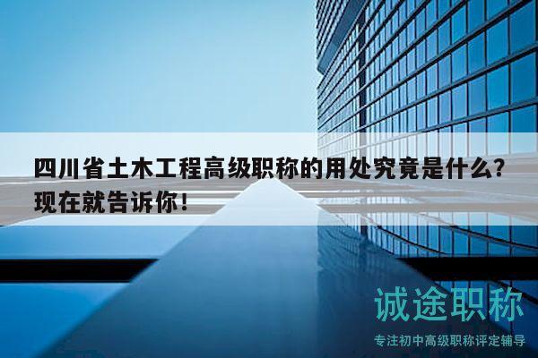 四川省土木工程高级职称的用处究竟是什么？现在就告诉你！